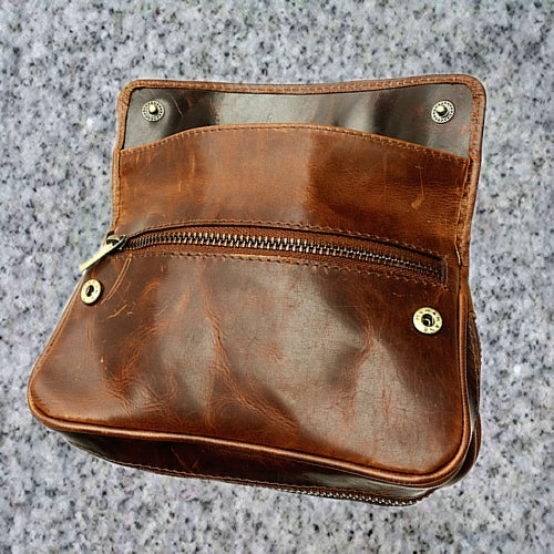 Chacom leather tobacco pouch vintage (CC019BR) - La Pipe Rit