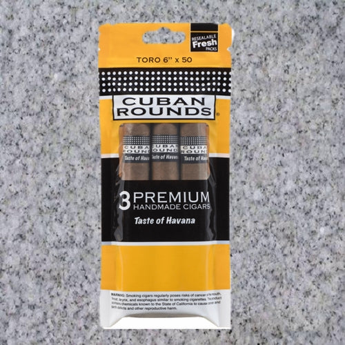 CUBAN ROUNDS TORO NATURAL (6" x 50) Fresh Pack of 3