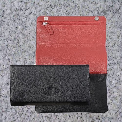 Comoy&#39;s Tobacco Rollup Pouch - Leather (Black &amp; Red)