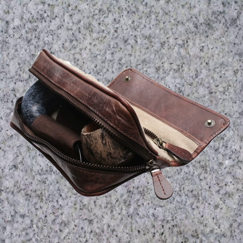 Chacom: 2-PIPE BAG - LEATHER & CANVAS